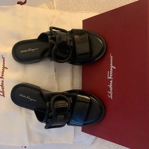 Salvatore Ferragamo Black Slides